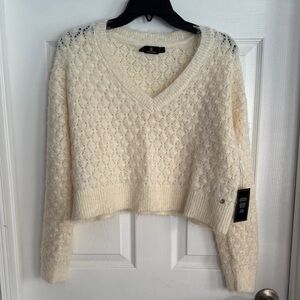 Volcom Cream Textured V-Neck Sweater